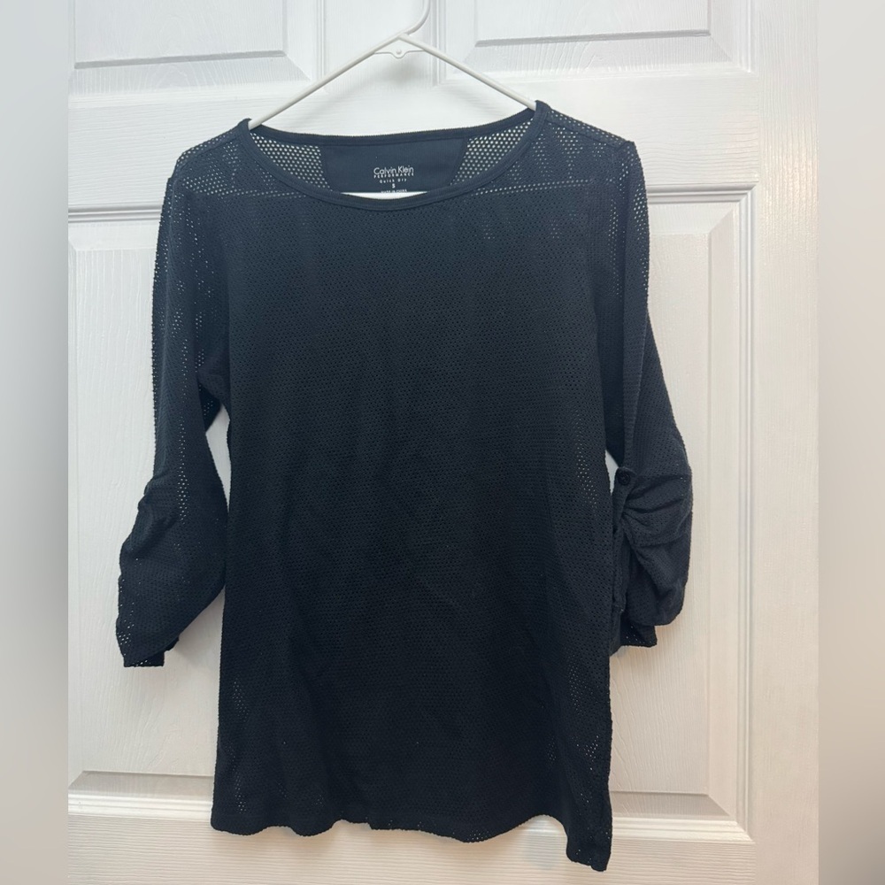 Calvin Klein Women's Elegant Black Long Sleeve Top Size Small